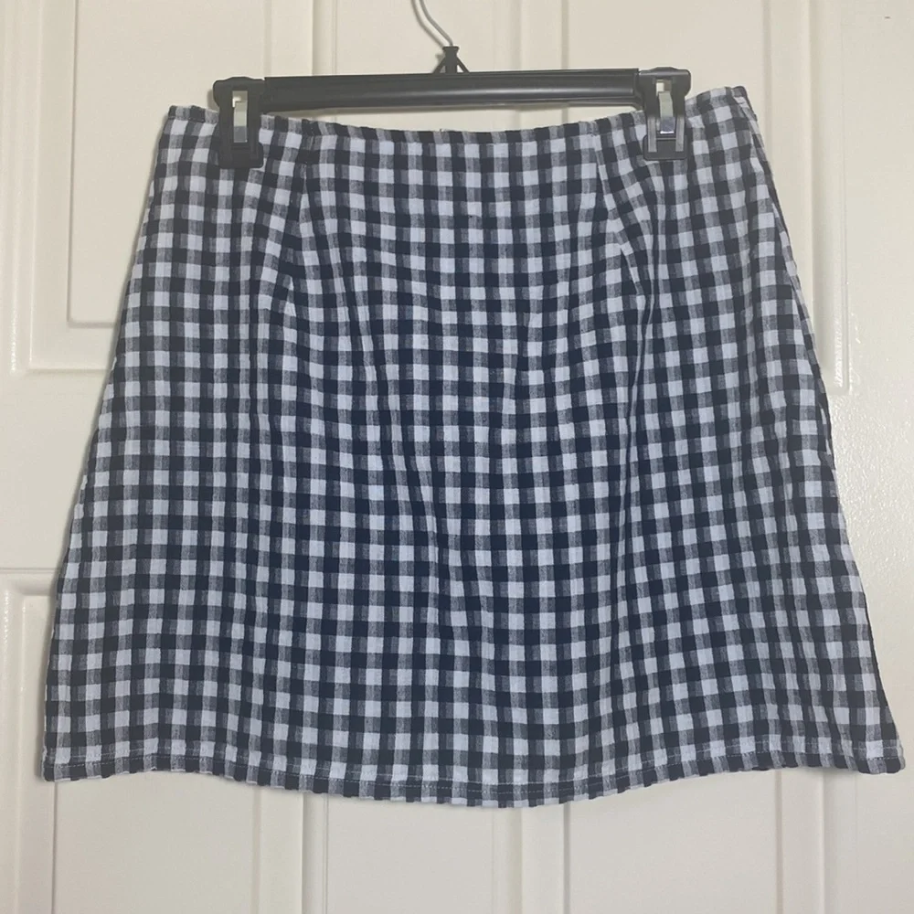 NWT American Eagle Gingham Front Slit Skirt
